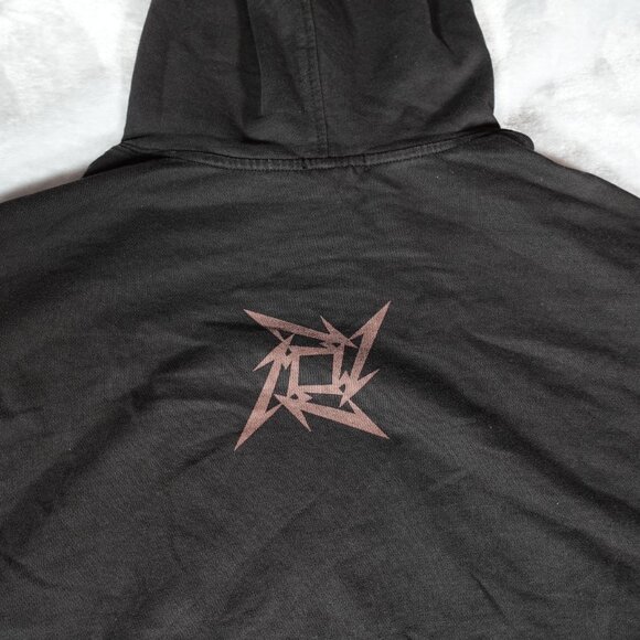 H&M Metallica Pushead Skull Hoodie Mens Medium Music Grunge Washed Black - Picture 6 of 10
